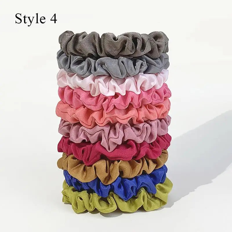 Colorful Satin Scrunchies – 10 Piece Hair Tie Set