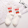 Strawberry Milk Cow Ankle Socks