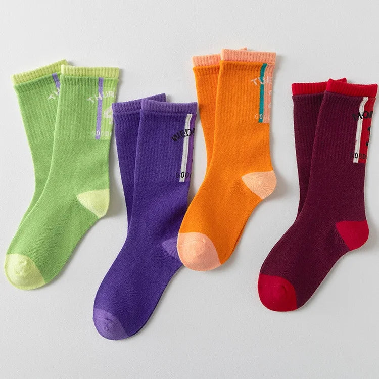 Kids Striped Knee-High Sport Socks – 4 Pairs