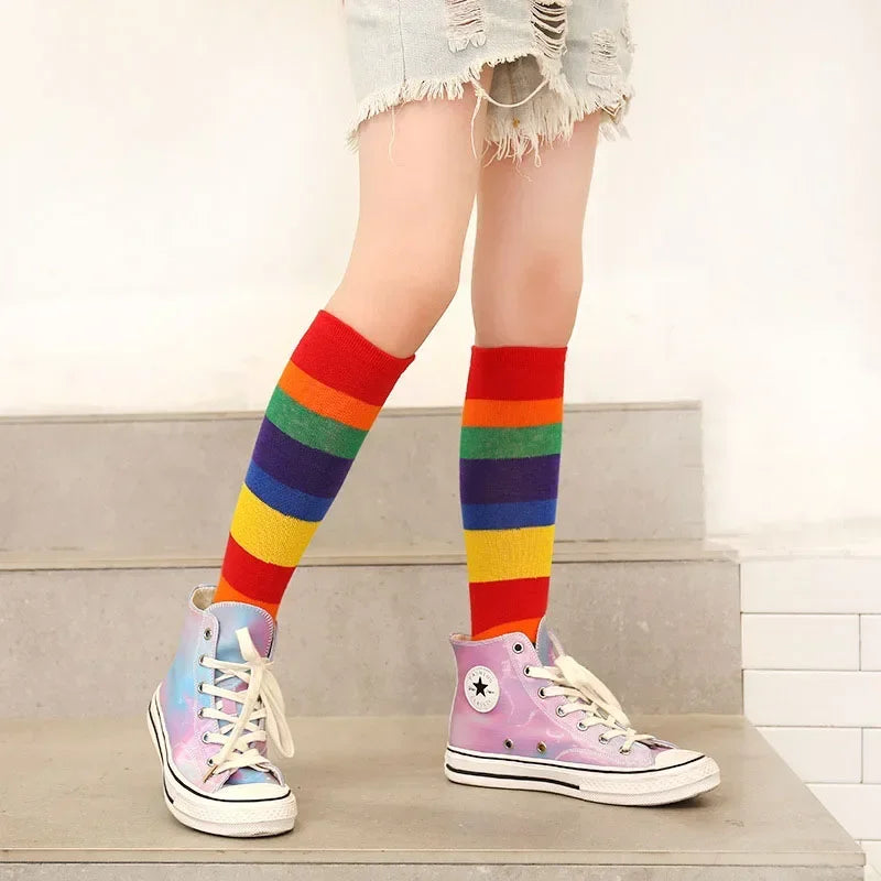 Kids Rainbow Knee High Socks