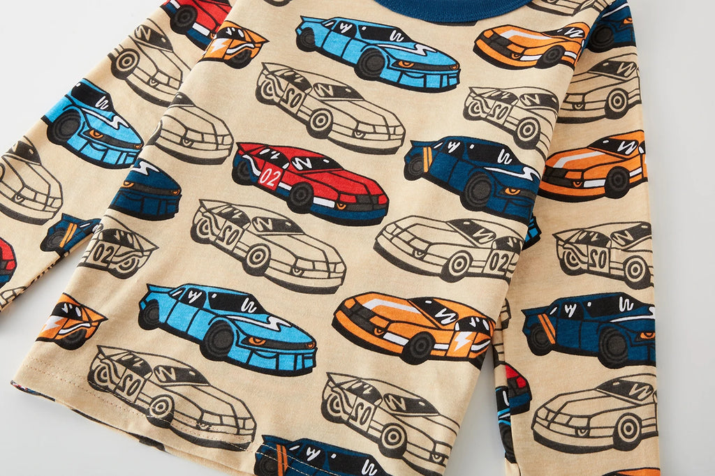 Kids 100% Cotton Car Print Pyjama Set | Soft Long Sleeve Sleepwear for Boys