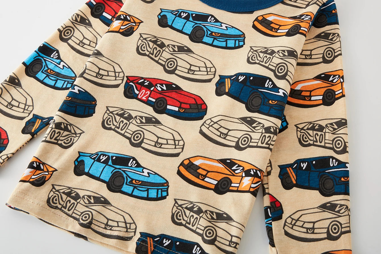 Kids 100% Cotton Car Print Pyjama Set | Soft Long Sleeve Sleepwear for Boys