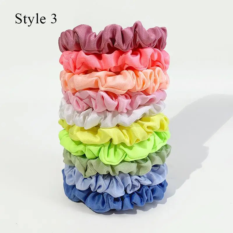 Colorful Satin Scrunchies – 10 Piece Hair Tie Set