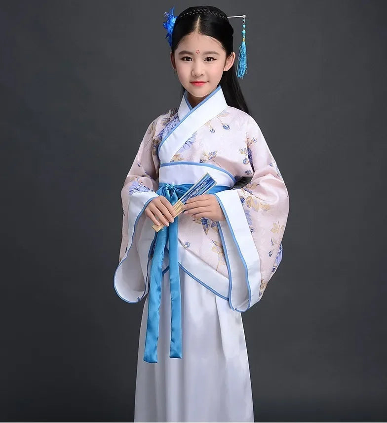 Girls Chinese hanfu Costume – Traditional Silk-Style Dance Dress