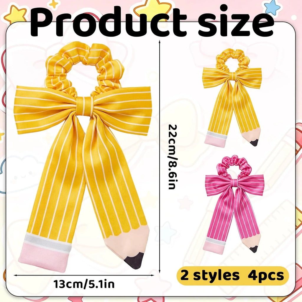 Pencil Bow Scrunchie – Back to School Hair Tie