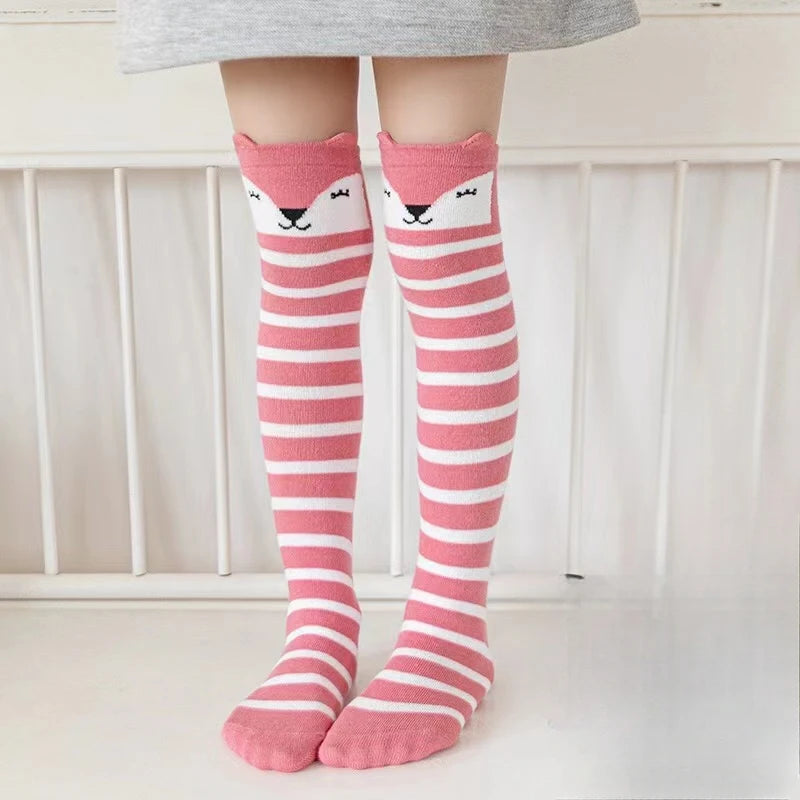 Kids Cartoon Face Knee-High Socks