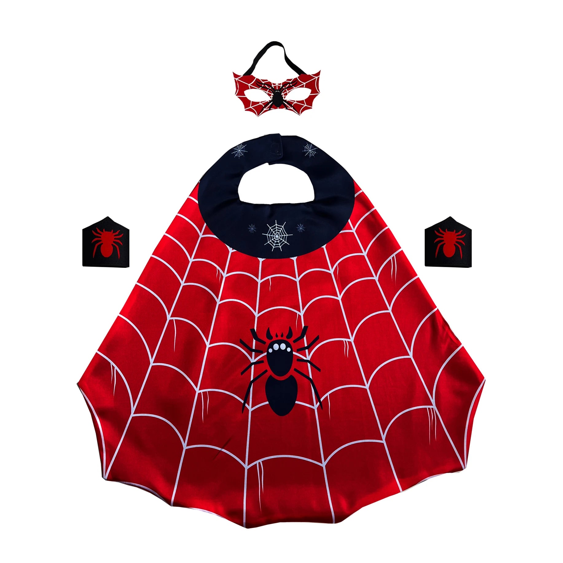 Kids Spider-Inspired Superhero Costume Set – Cape, Mask & Wristbands