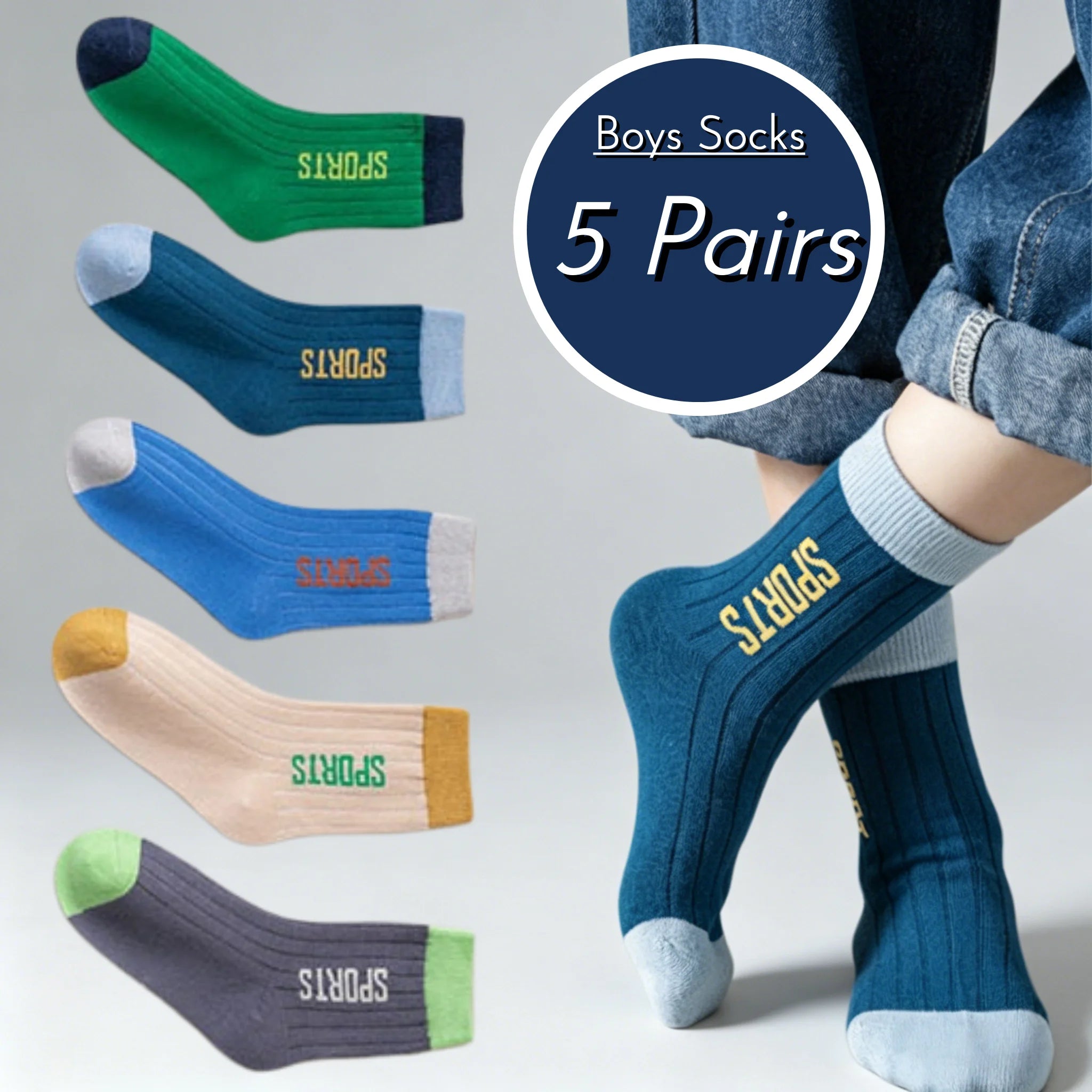 Kids Cartoon Cotton Socks – 5 Pack Everyday Socks