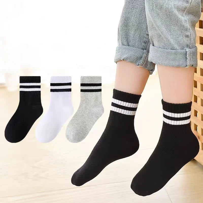 5 Pairs Kids Cotton Crew Socks