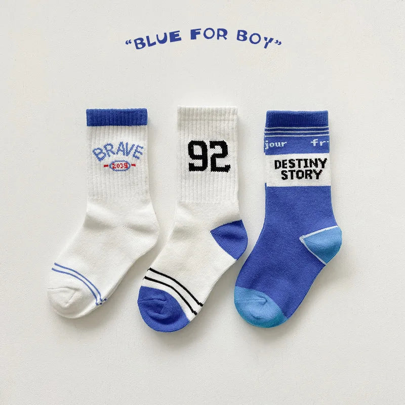 Kids Letter Sport Socks – 3 Pairs
