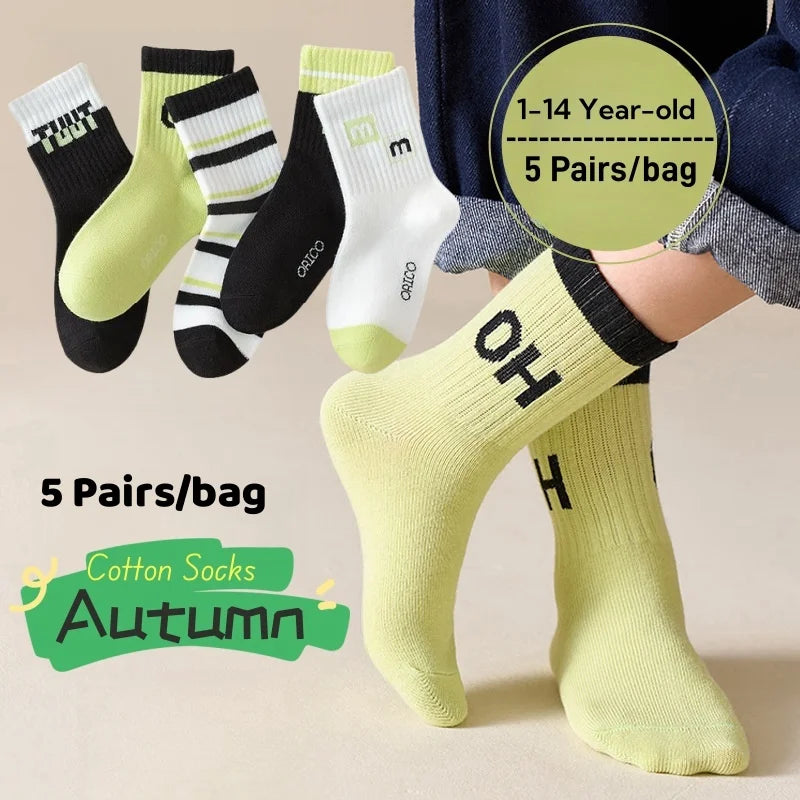 Kids Cartoon Cotton Socks – 5 Pack Everyday Socks