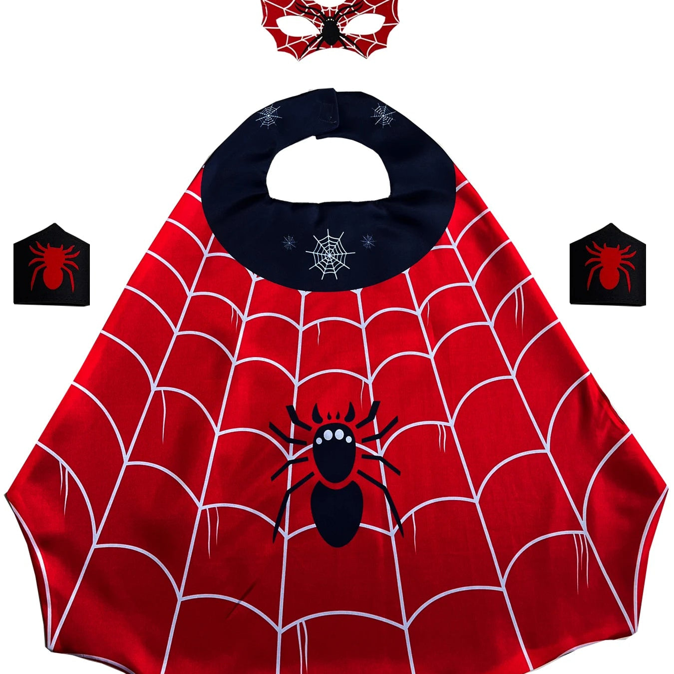 Kids Spider-Inspired Superhero Costume Set – Cape, Mask & Wristbands