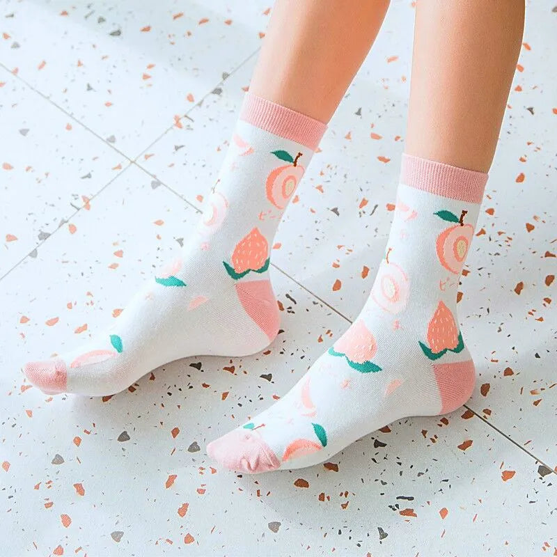 Cute Fruit Print Cotton Socks