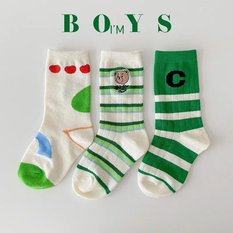Kids Letter Sport Socks – 3 Pairs