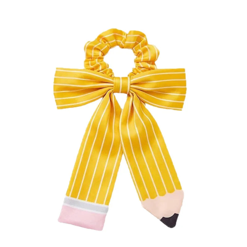 Pencil Bow Scrunchie – Back to School Hair Tie