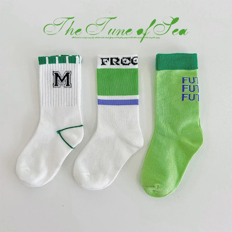 Kids Letter Sport Socks – 3 Pairs