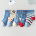 Kids Cartoon Car & Bus Socks – 5 Pack