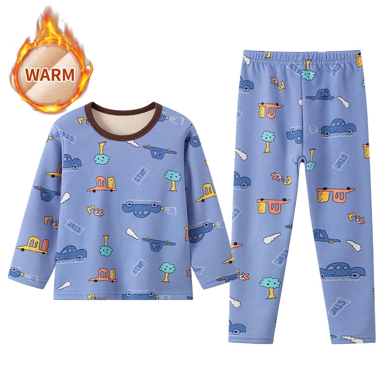 Kids Winter Fleece Pyjama Set | Warm Long Sleeve Sleepwear for Boys & Girls