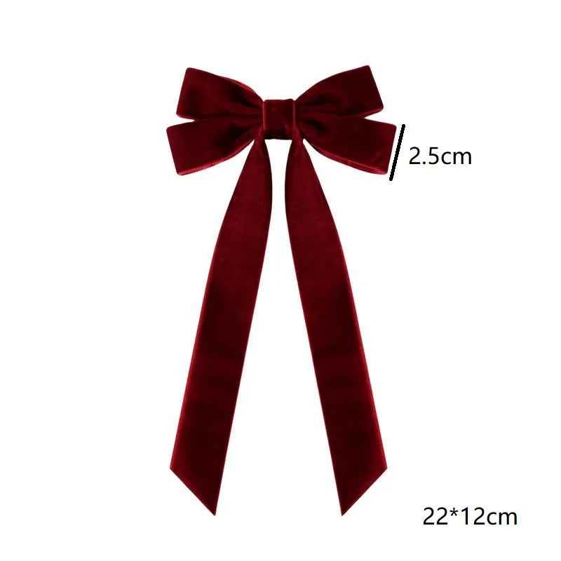 Girls' Velvet Double Bow Hair Clip – Christmas Hair Accessory