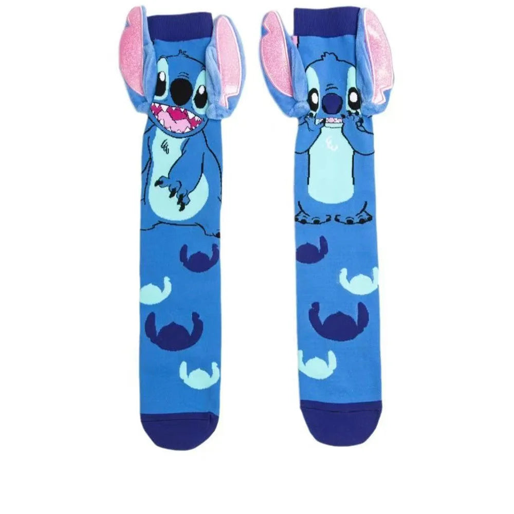 Blue Alien Cartoon Crew Socks – Fun Unisex Socks