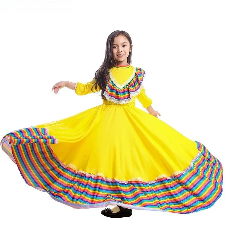 Girls Mexican Folk Dress – Traditional Dance Costume