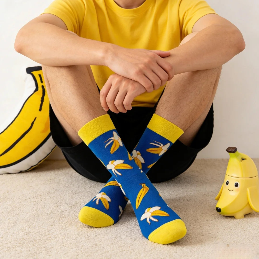 Banana Print Socks – Fun Unisex Crew Socks