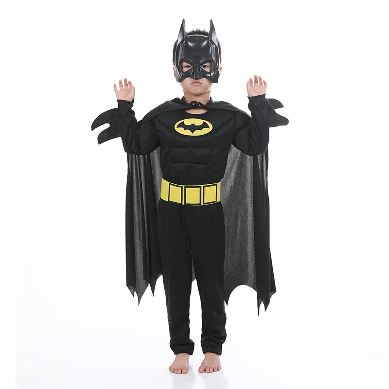 Kids Bat-Inspired Superhero Costume – Jumpsuit with Cape & Mask