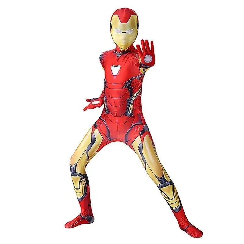 Kids Iron Man Superhero Costume – Bodysuit with Full Head Mask