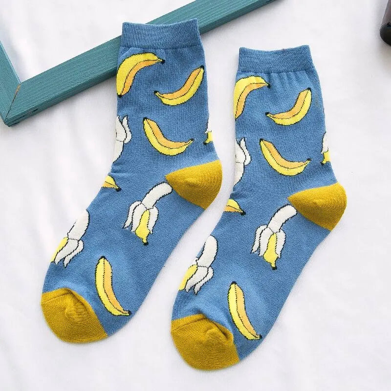 Cute Fruit Print Cotton Socks