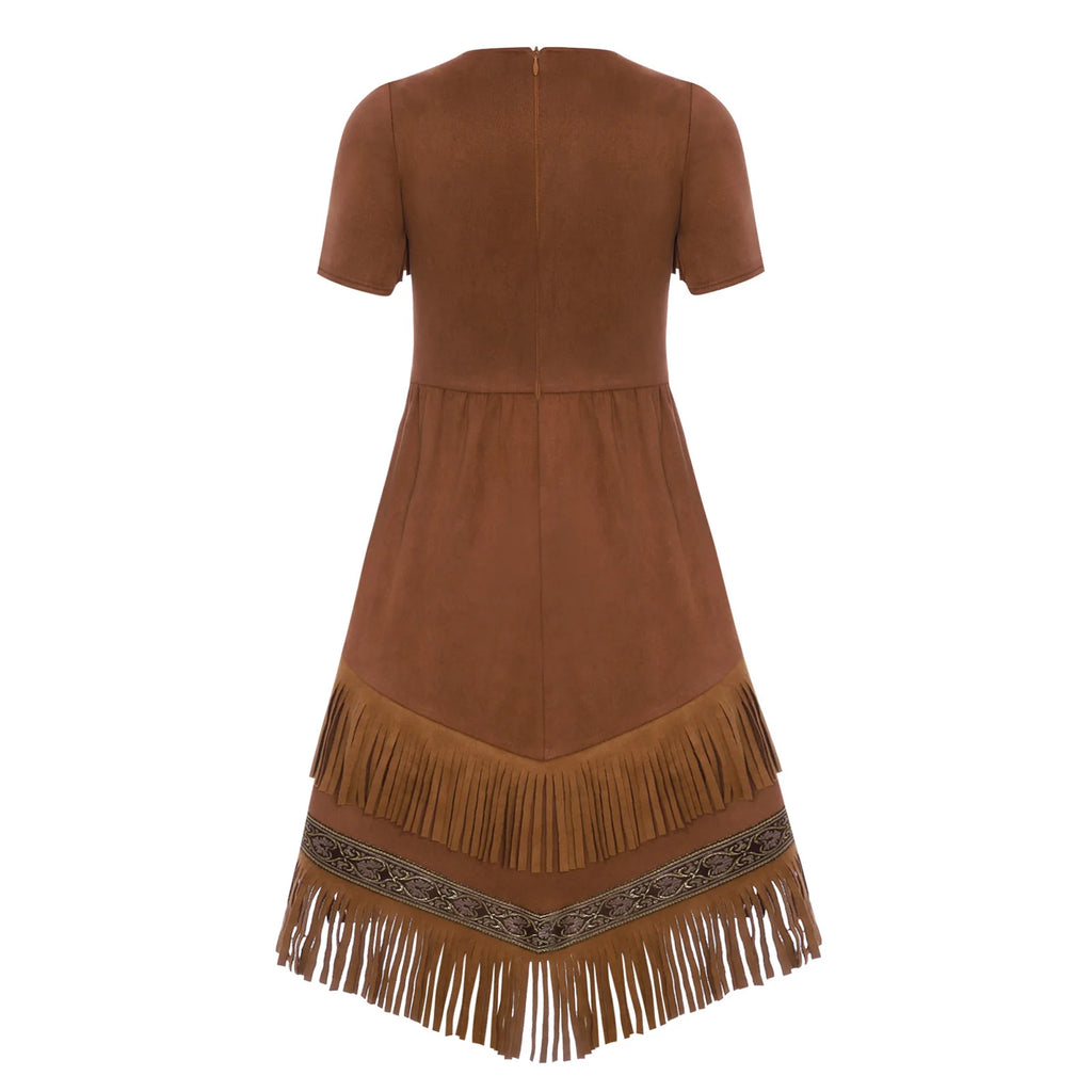Girls Native-Inspired Tassel Dress – Fringe Costume