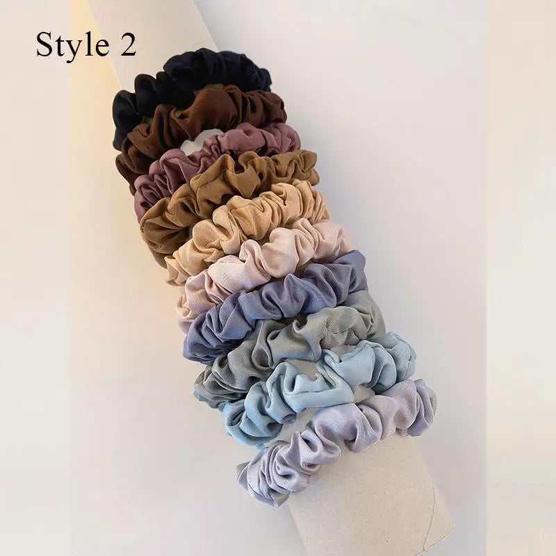 Colorful Satin Scrunchies – 10 Piece Hair Tie Set