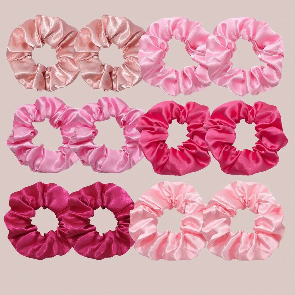12 Pack Scrunchies – Soft Elastic Hair Ties for Girls & Women