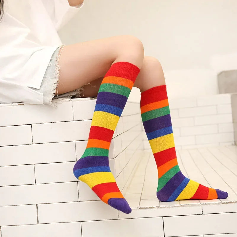 Kids Rainbow Knee High Socks