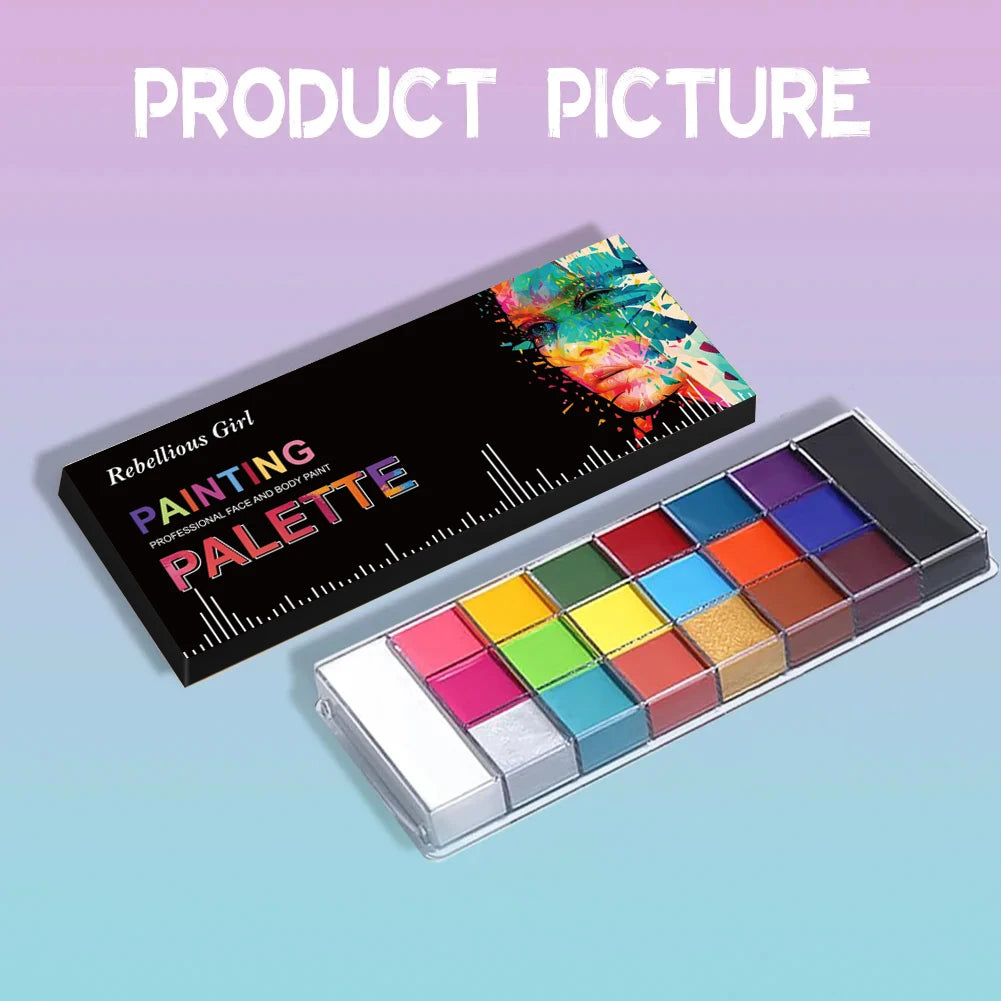 20-Colour Face & Body Paint Palette – Water-Activated Makeup