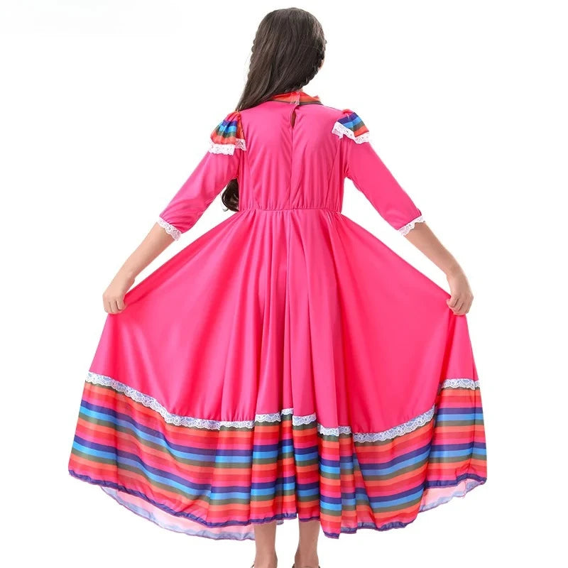 Girls Mexican Folk Dress – Traditional Dance Costume
