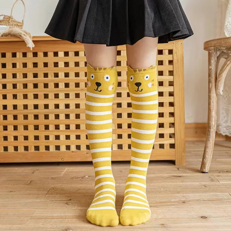 Kids Cartoon Face Knee-High Socks