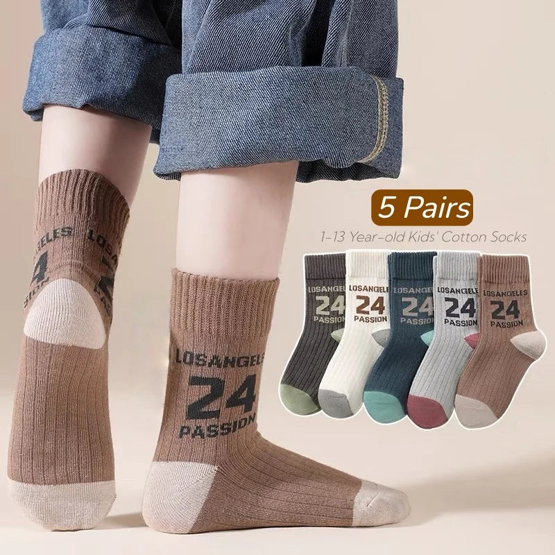 Kids Cartoon Cotton Socks – 5 Pack Everyday Socks