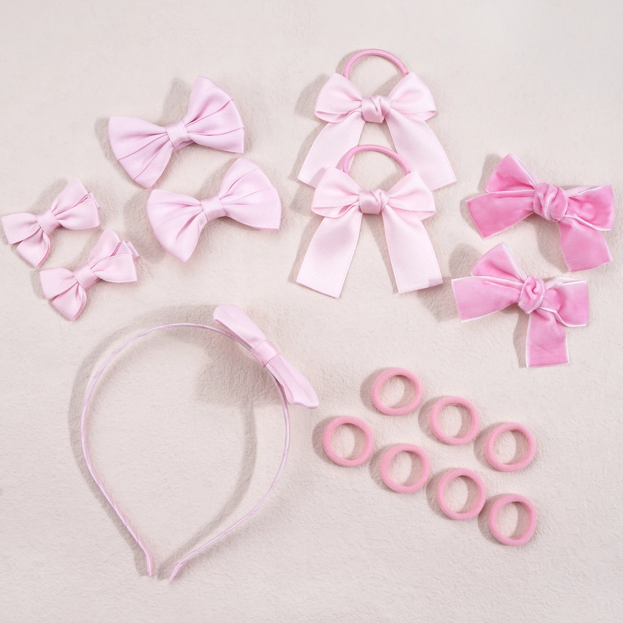 Girls' Hair Accessories Set – Bows, Clips & Ponytail Holders