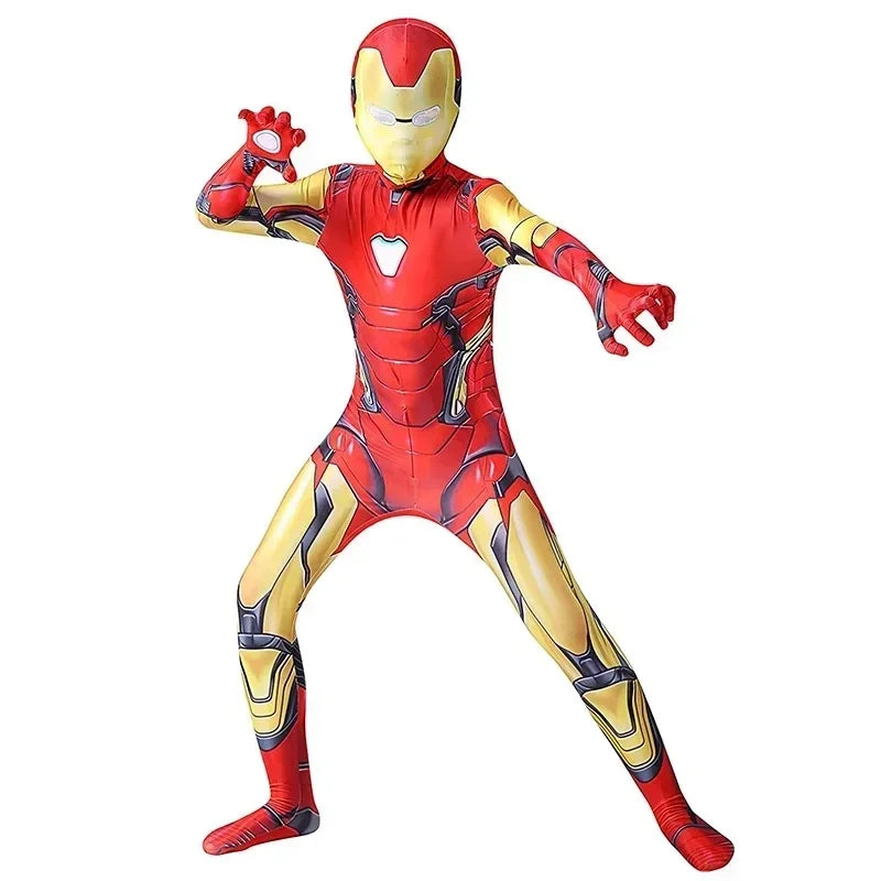 Kids Iron Man Superhero Costume – Bodysuit with Full Head Mask