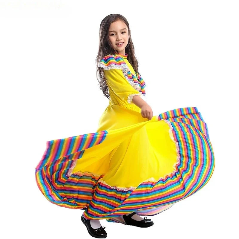Girls Mexican Folk Dress – Traditional Dance Costume