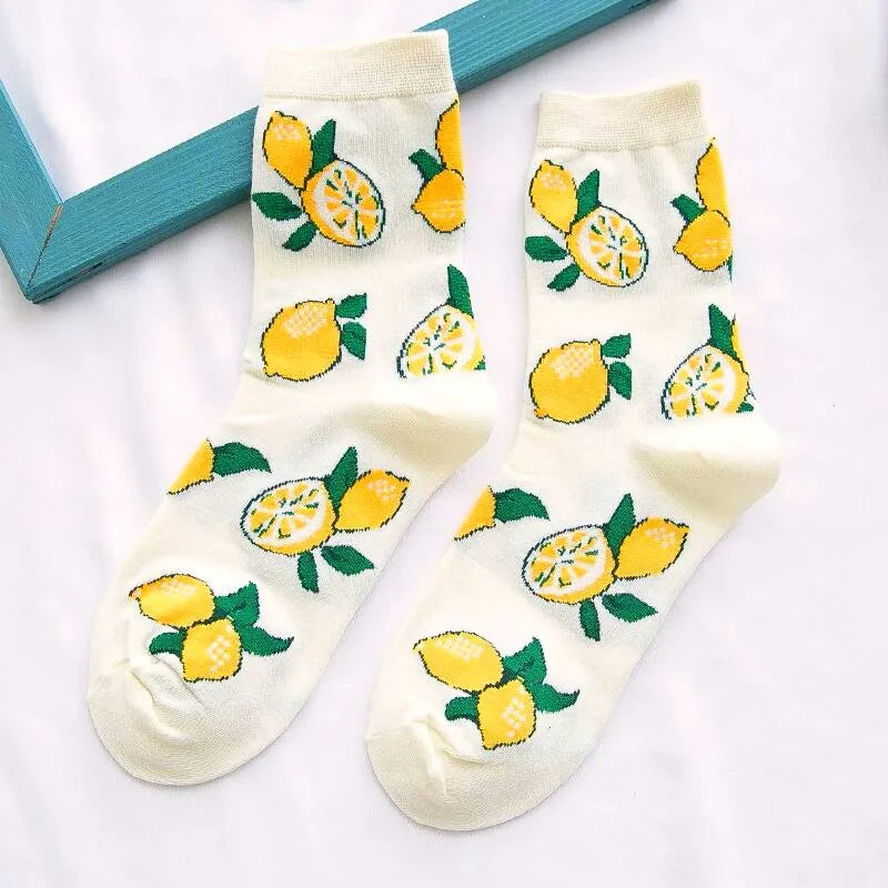 Cute Fruit Print Cotton Socks