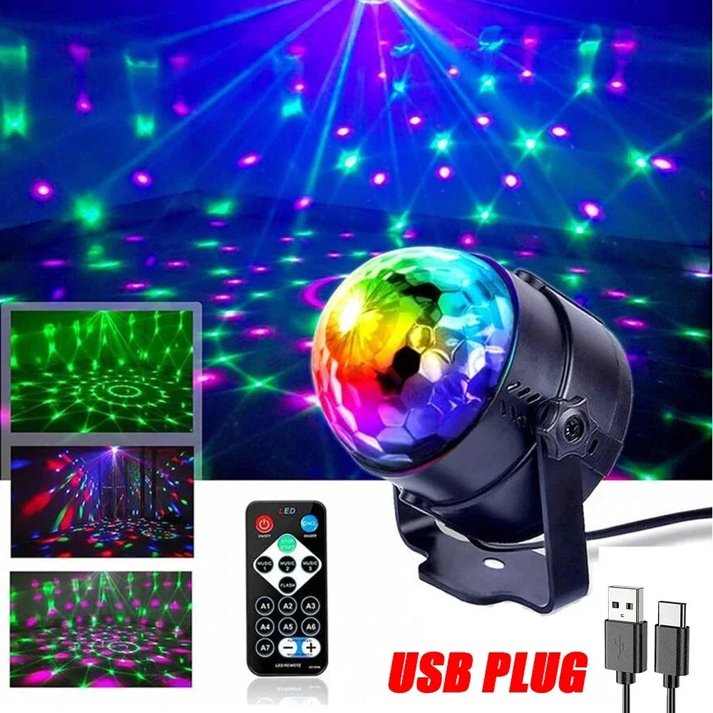 RGB Rotating Disco Ball Light – LED Party Light with Sound Control