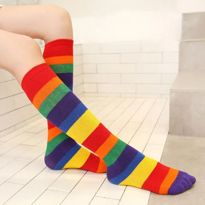 Kids Rainbow Knee High Socks