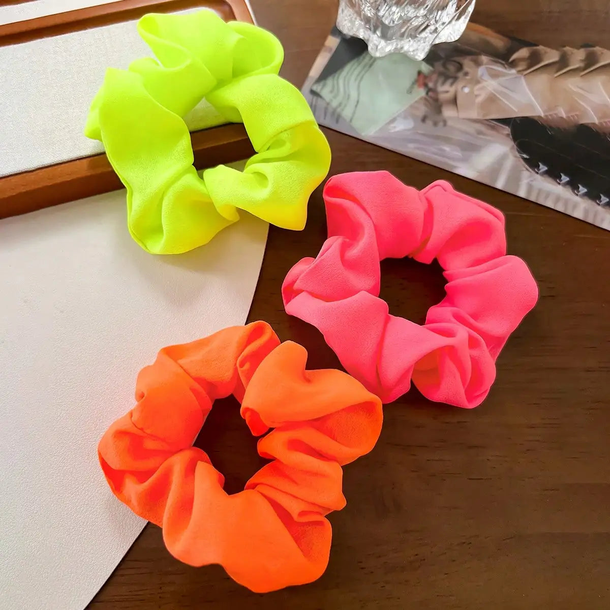 Pack Neon Hair Scrunchies – Bright Elastic Hair Ties