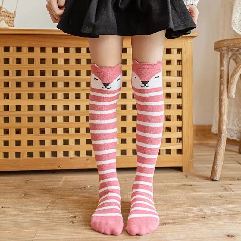 Kids Cartoon Face Knee-High Socks