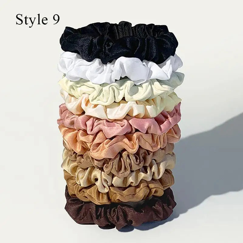 Colorful Satin Scrunchies – 10 Piece Hair Tie Set