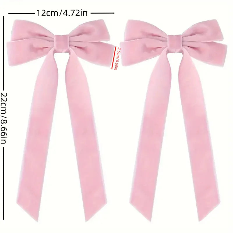 Girls' Velvet Double Bow Hair Clip – Christmas Hair Accessory