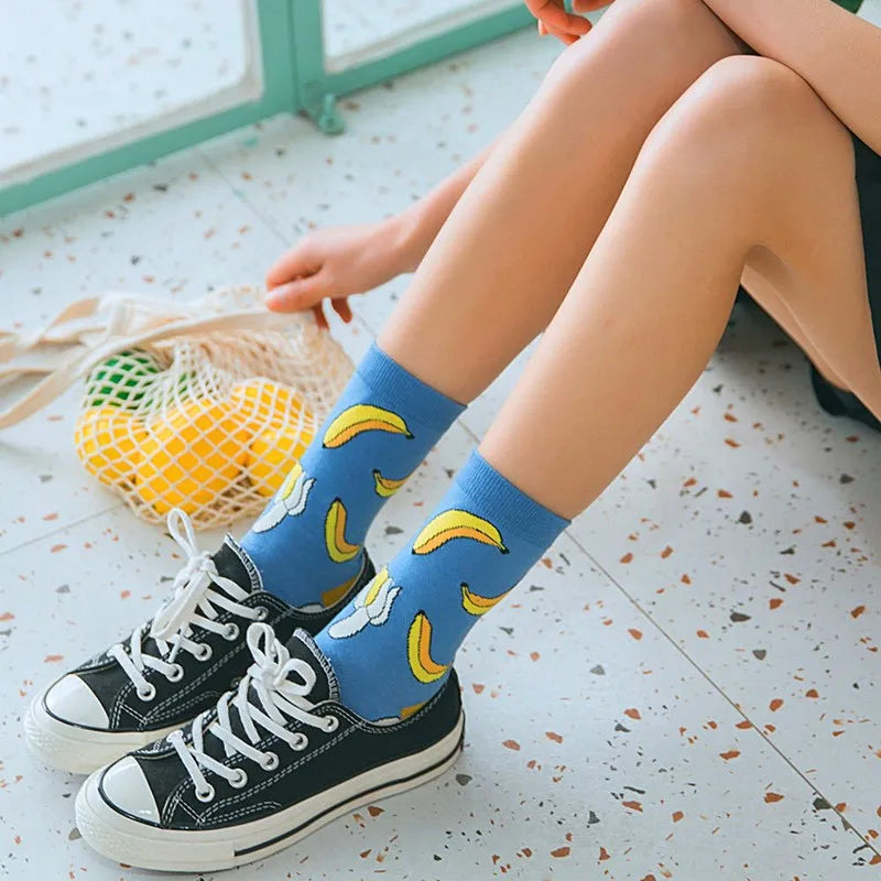 Cute Fruit Print Cotton Socks