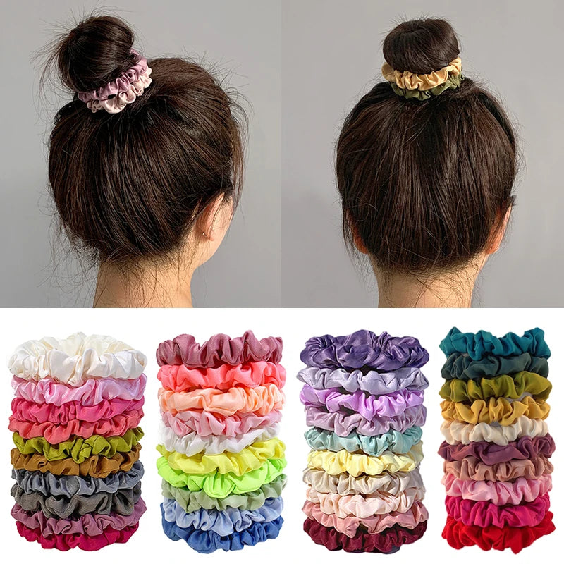 Colorful Satin Scrunchies – 10 Piece Hair Tie Set