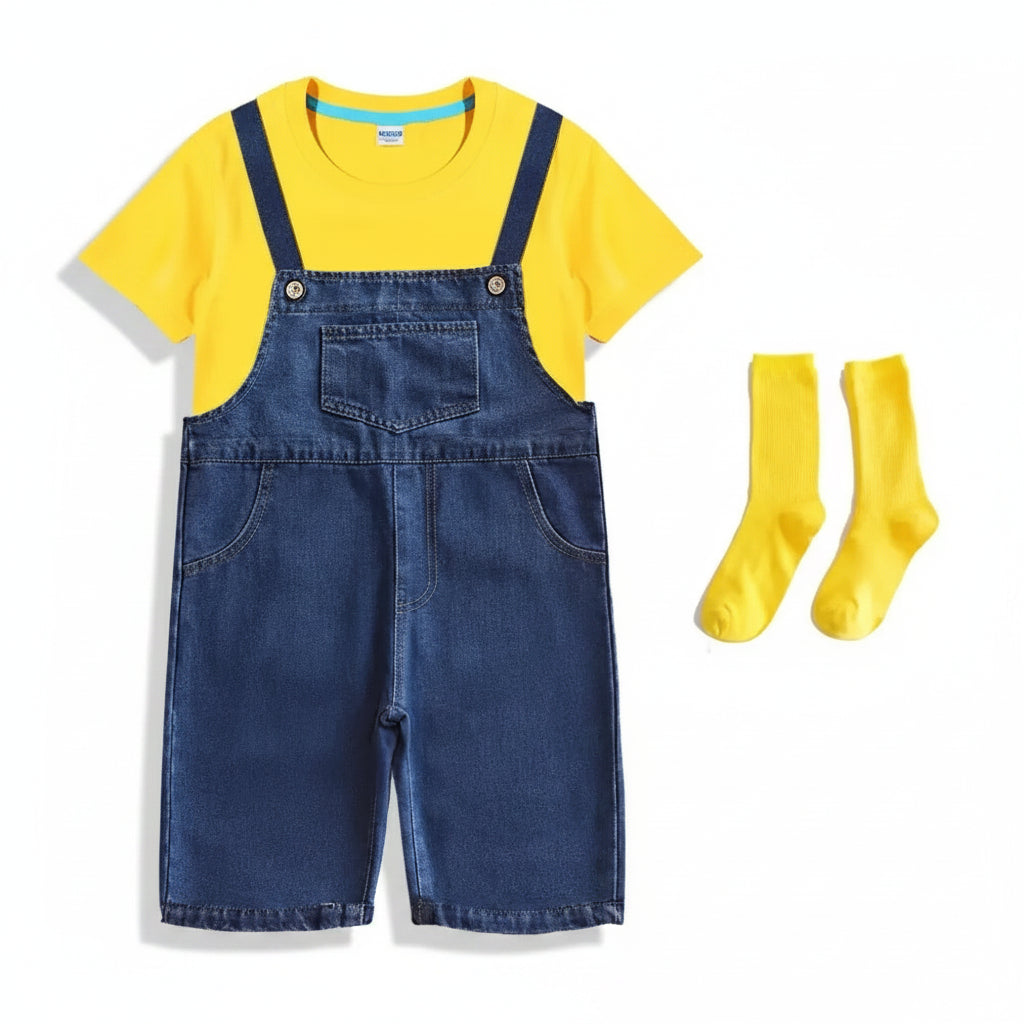 Kids Yellow Character Costume Set – Jumpsuit with Beanie, Gloves & Goggles